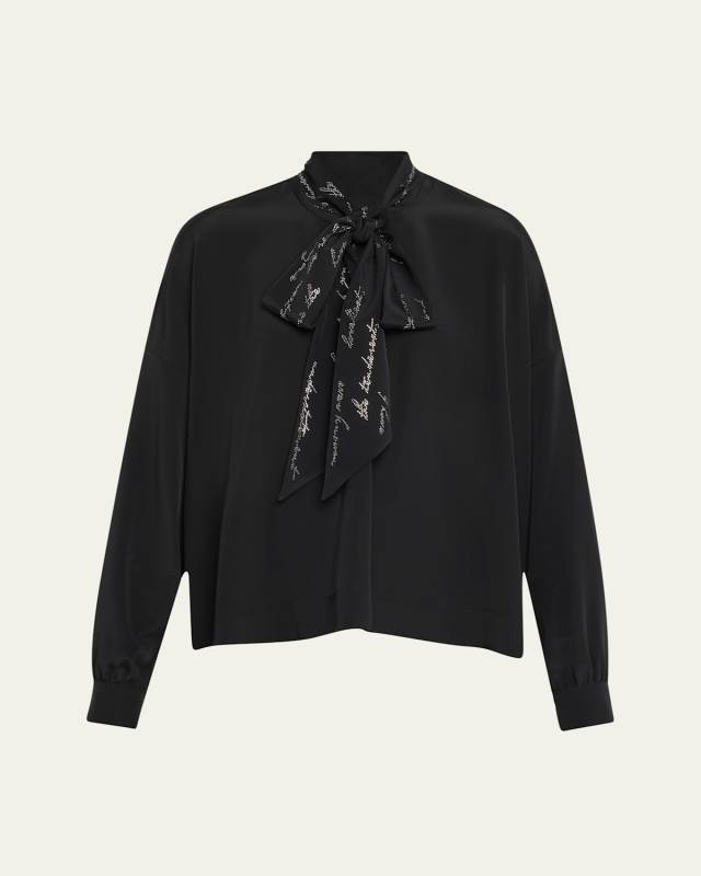 Body Language Embellished Neck-Tie Blous